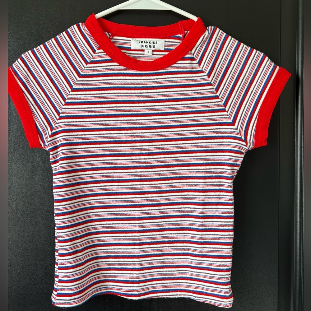 Frankie's Bikinis Jane Terry Cropped Tee in American Summer